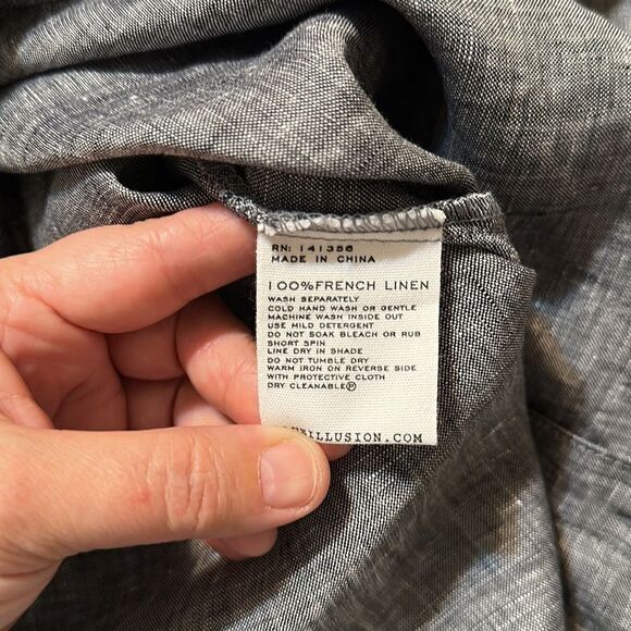 blue illusion L Chambray Ink across Dye Blue Long Sleeve Button Front Shirt - Picture 15 of 16